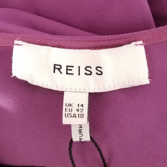 Reiss Long Sleeve Belted Midi Dress | Purple | Size 10 | NWT - Picture 4 of 7